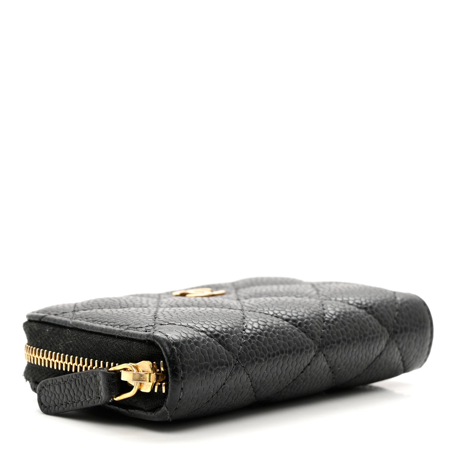 Caviar Quilted Zip Coin Purse Black