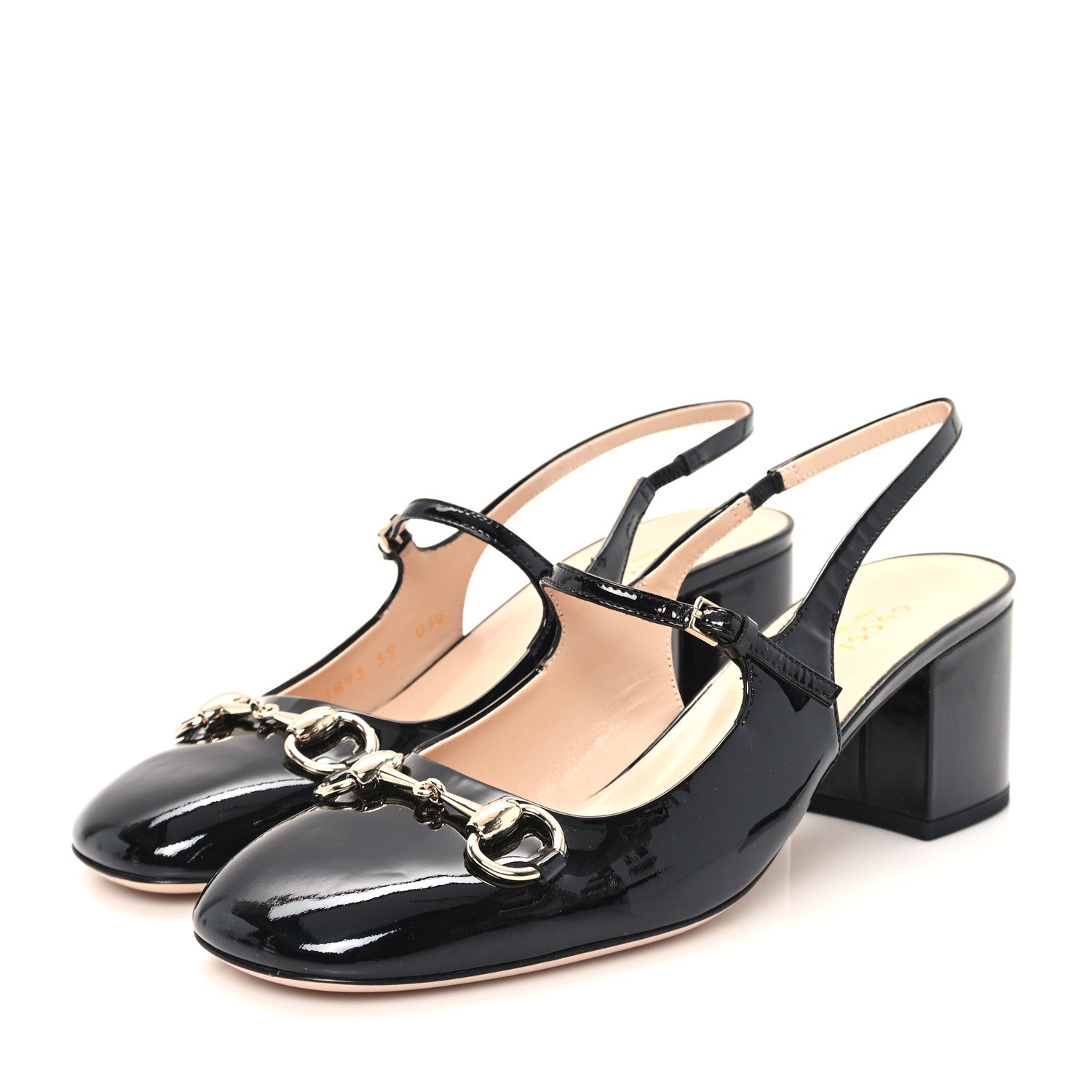 Gucci Vernice Crystal Horsebit Charlotte 42mm Slingback Pumps 39 Black 4 of 11