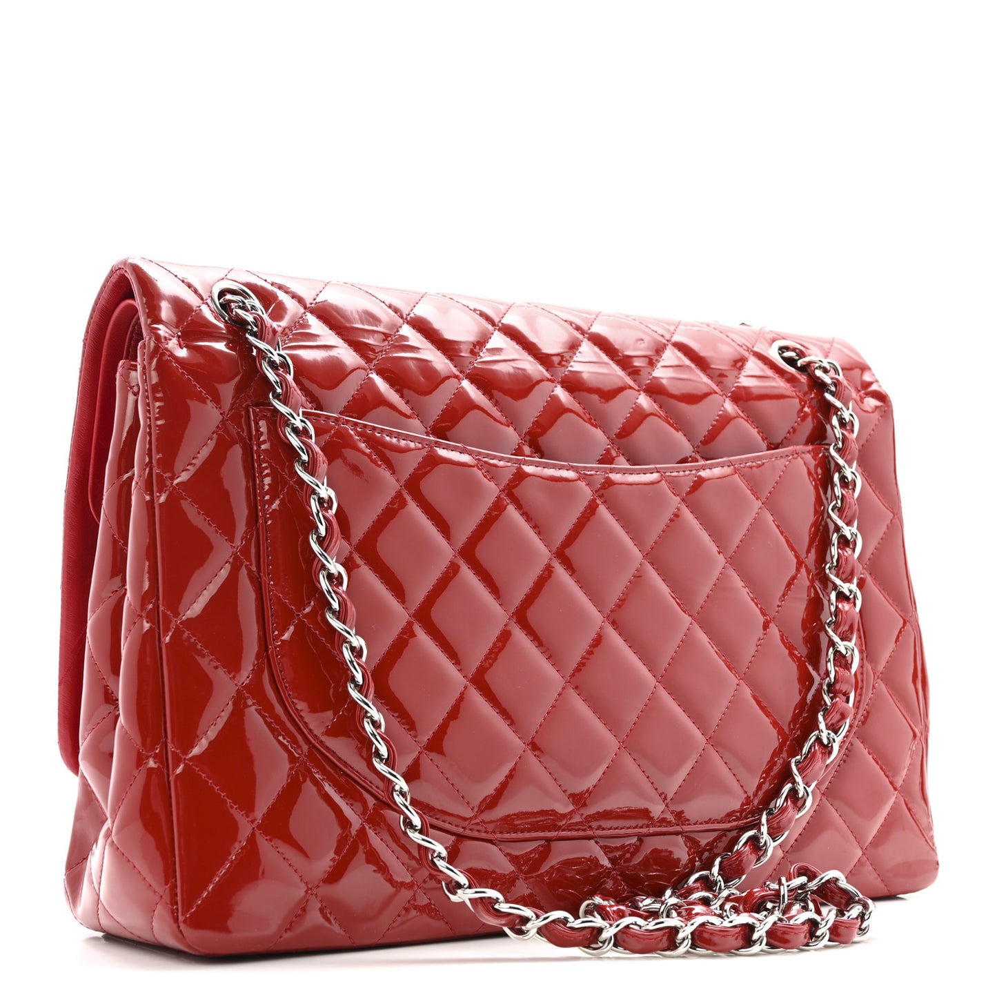 Patent Quilted Maxi Double Flap Red