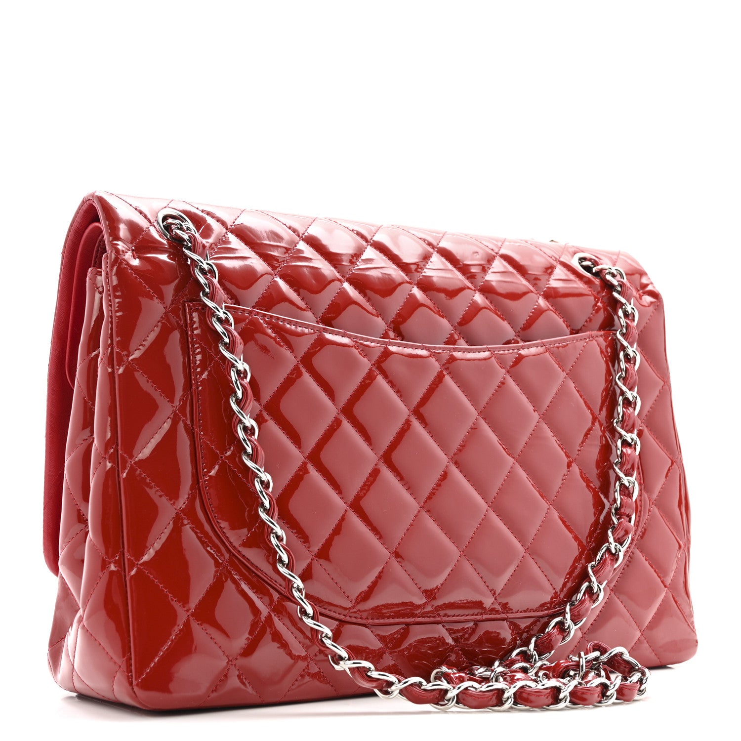 Chanel Patent Quilted Maxi Double Flap Red 2 of 13
