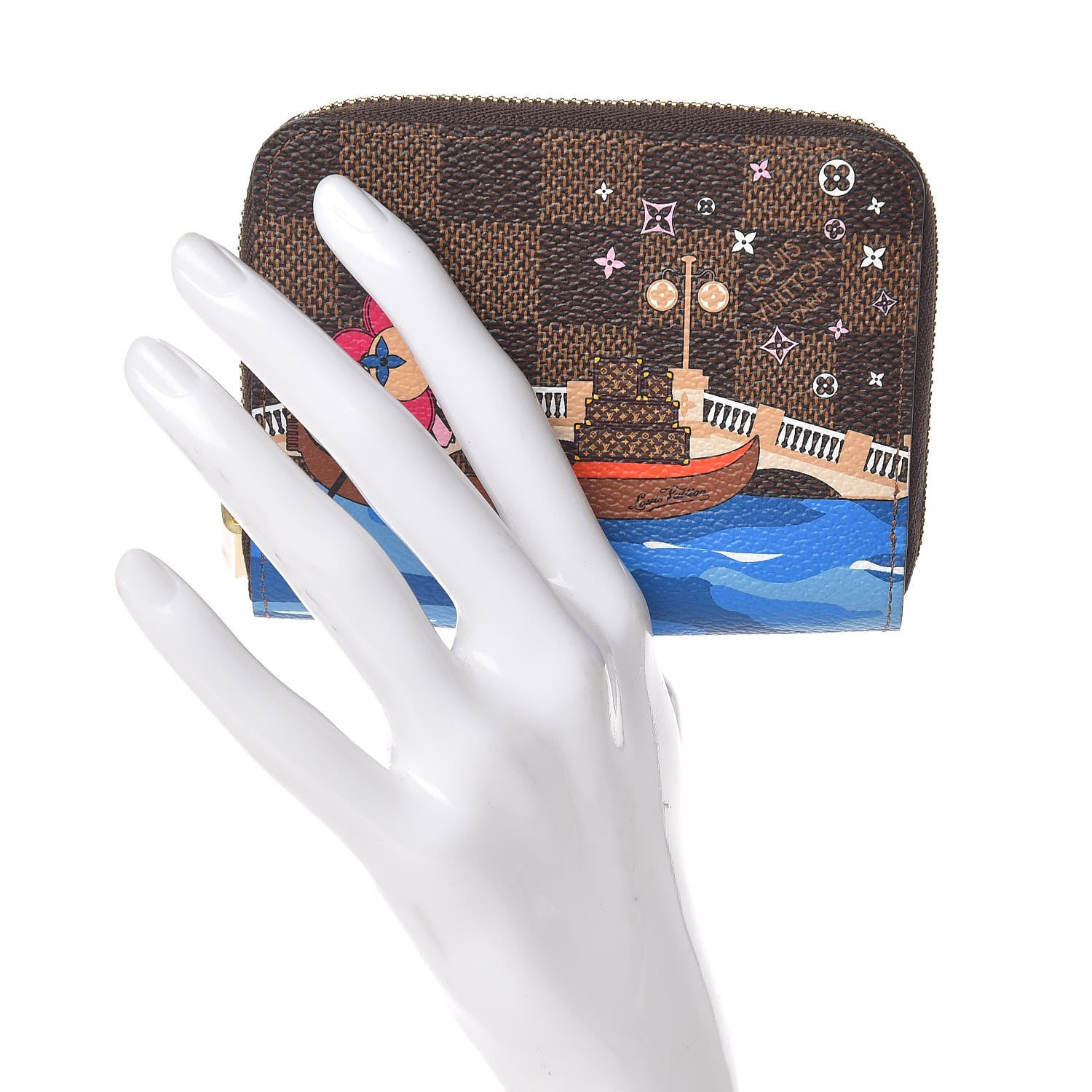 Louis Vuitton Damier Ebene 2019 Christmas Animation Zippy Coin Purse Blue 2 of 7