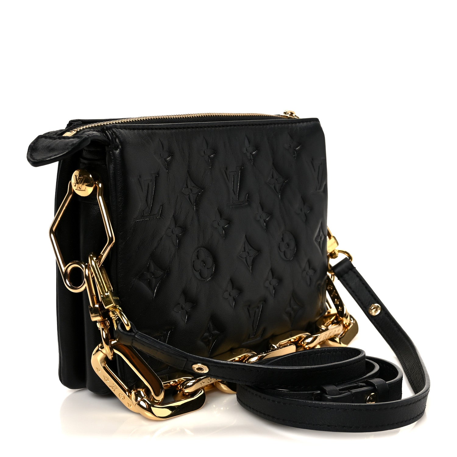 Louis Vuitton Lambskin Embossed Monogram Coussin BB Black Black 3 of 13