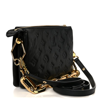Louis Vuitton Lambskin Embossed Monogram Coussin BB Black Black 3 of 13