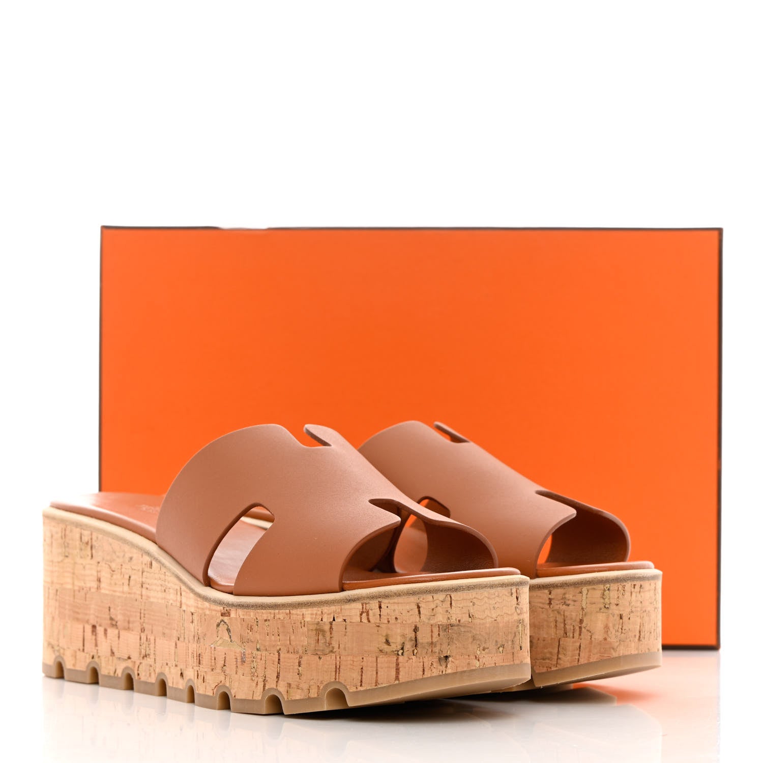 Hermes Calfskin Cork Eze 30 Sandals 40 Marron Glaise 9 of 9