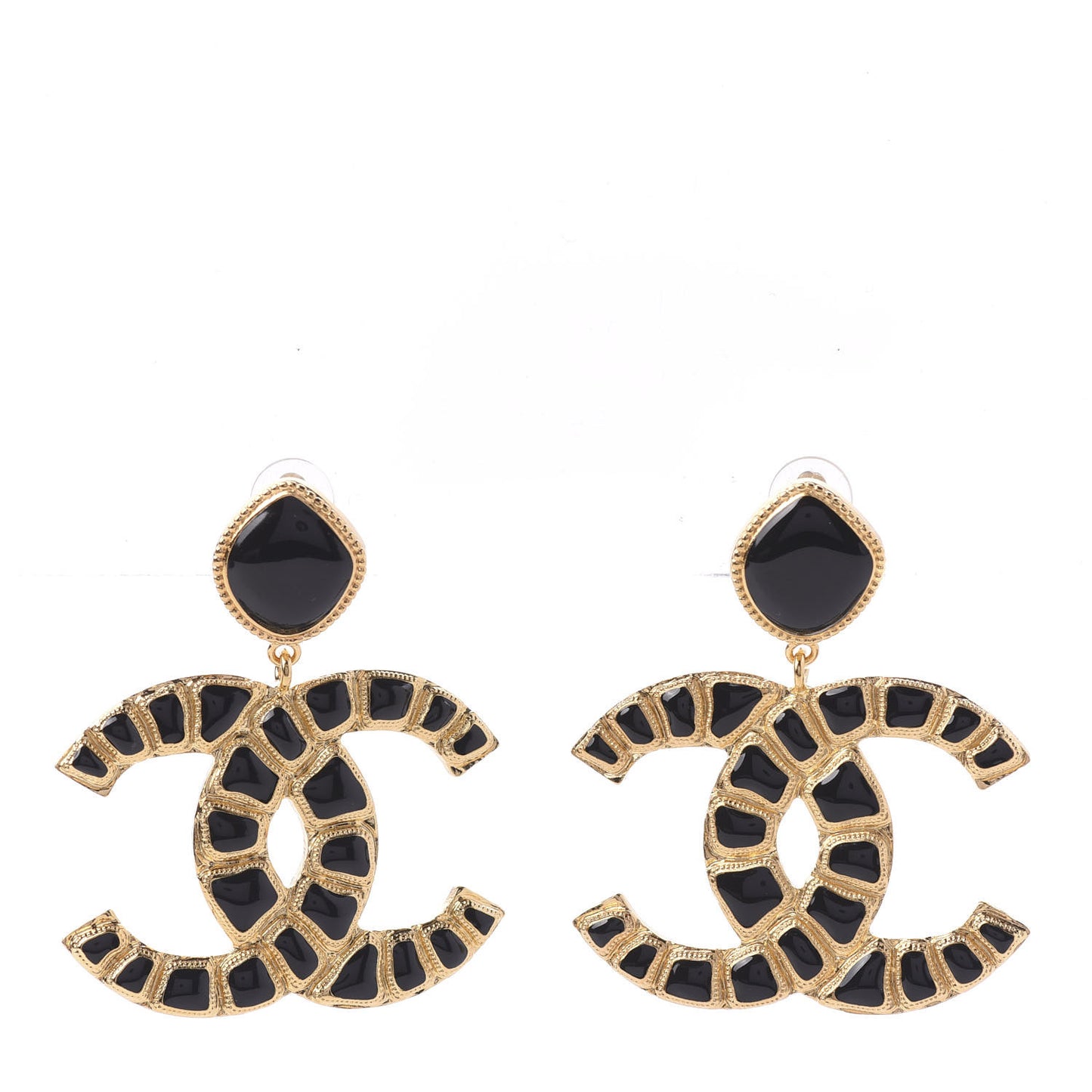 Resin Along The Nile CC Clip On Earrings Gold Black