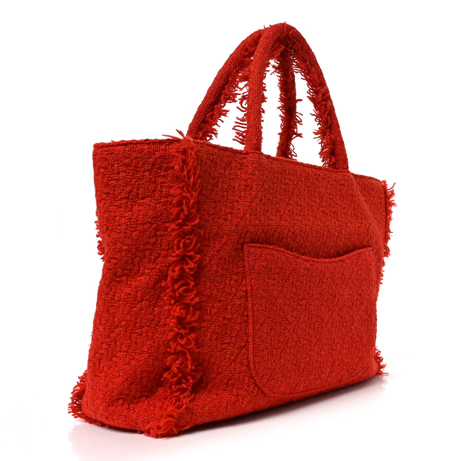 Chanel Wool Tweed Large Zipped Shopping Tote Dark Orange 3 of 11