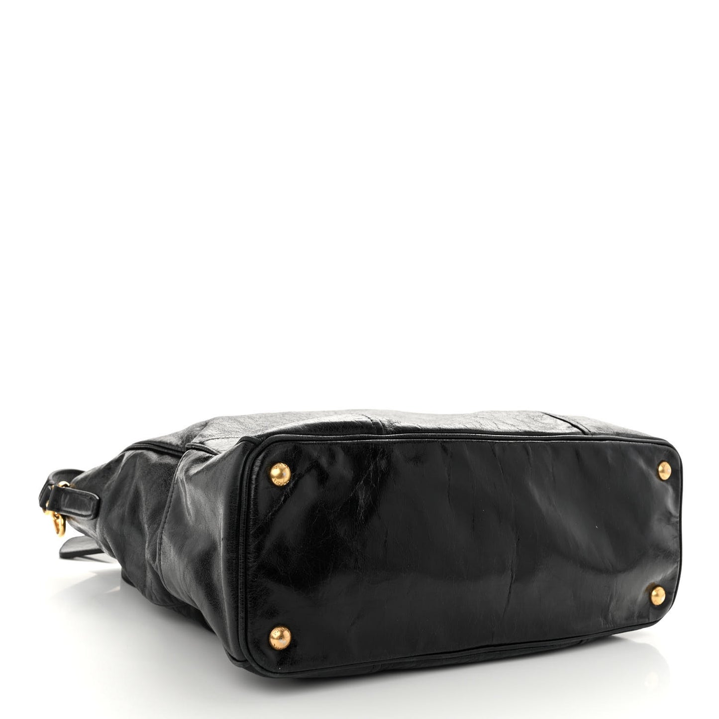 Vitello Shine Top Handle Bag Black