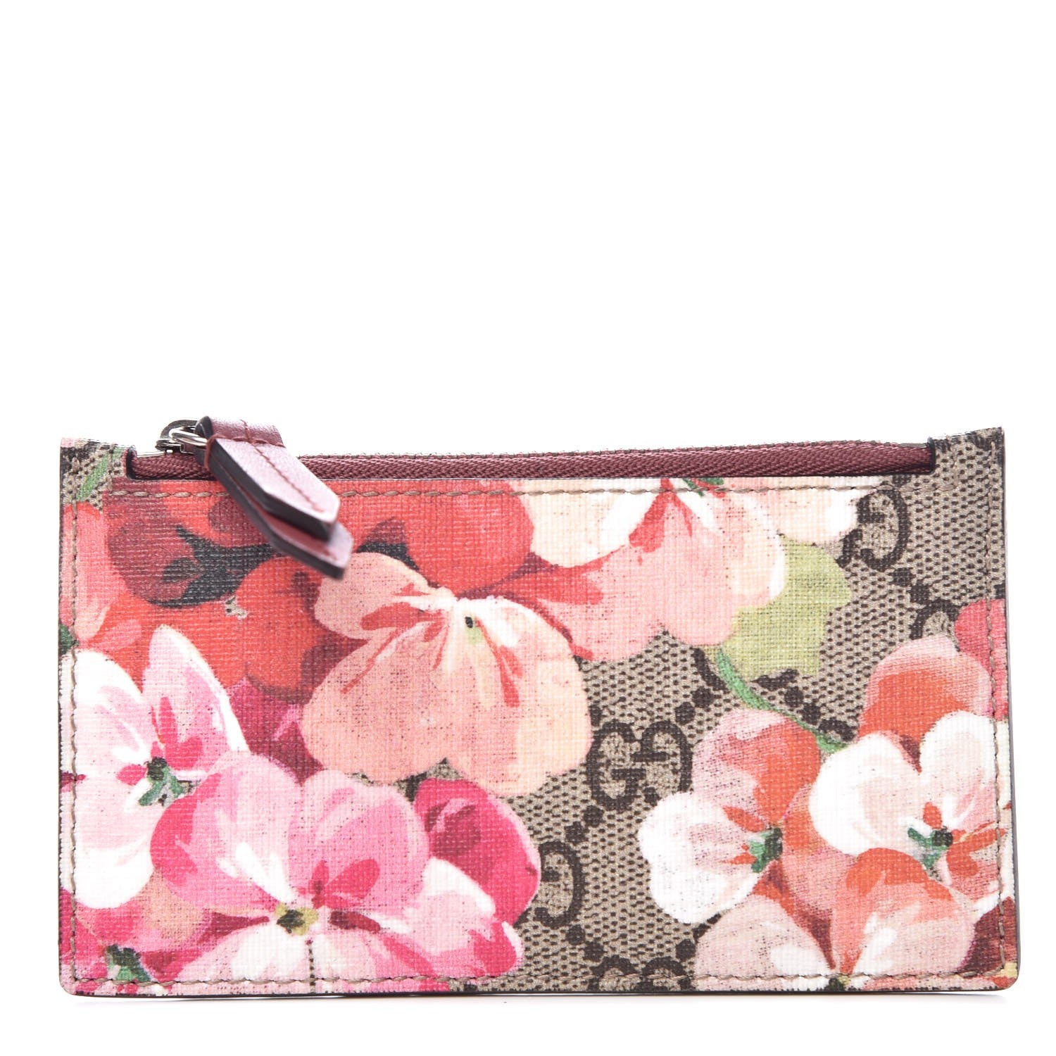 Gucci GG Supreme Monogram Blooms Coin Case Card Holder Beige Multicolor Dry Rose 1 of 7