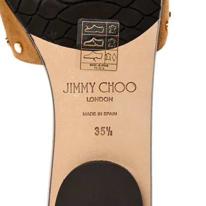 Jimmy Choo Suede Nanda Studded Flat Slide Sandals 35.5 Brown 6 of 8