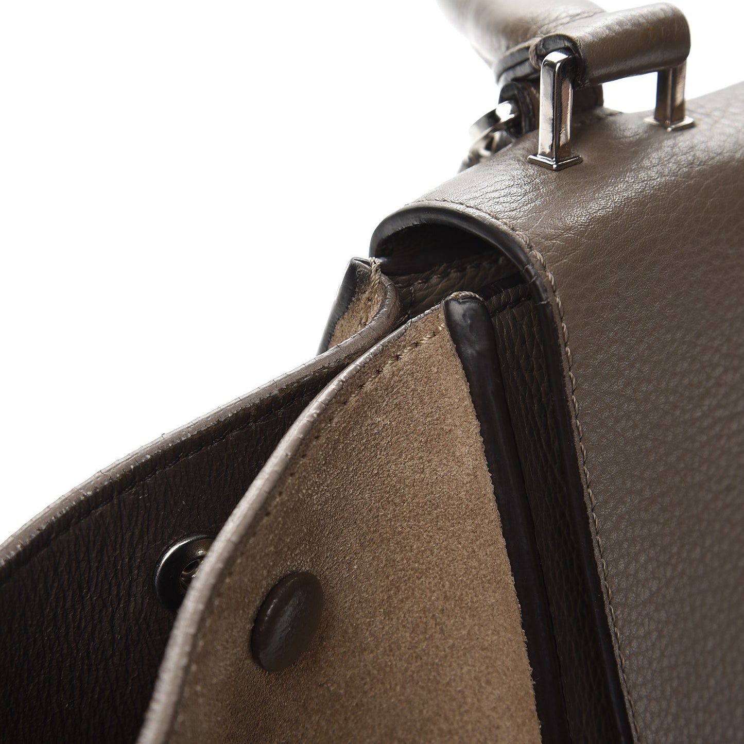 Drummed Calfskin Suede Medium Trapeze Souris