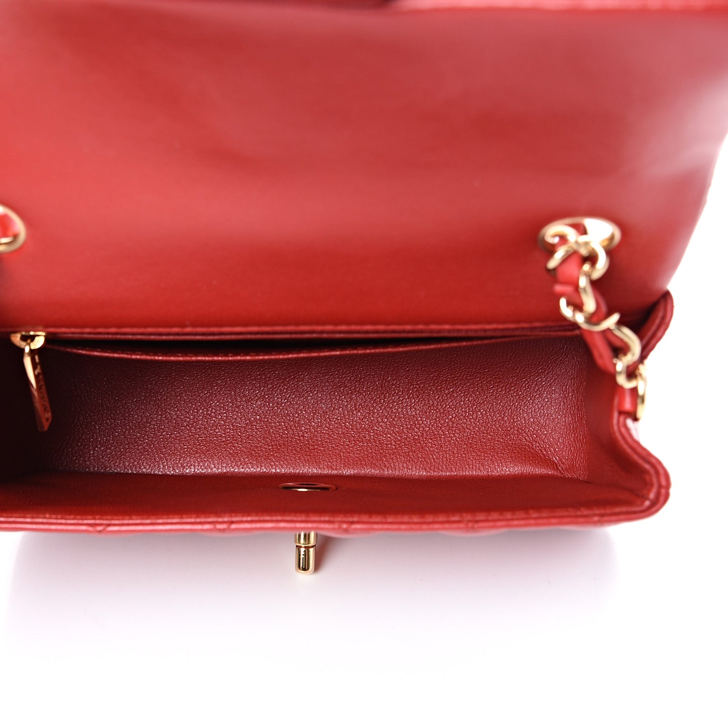 Lambskin Quilted Mini Rectangular Flap Red