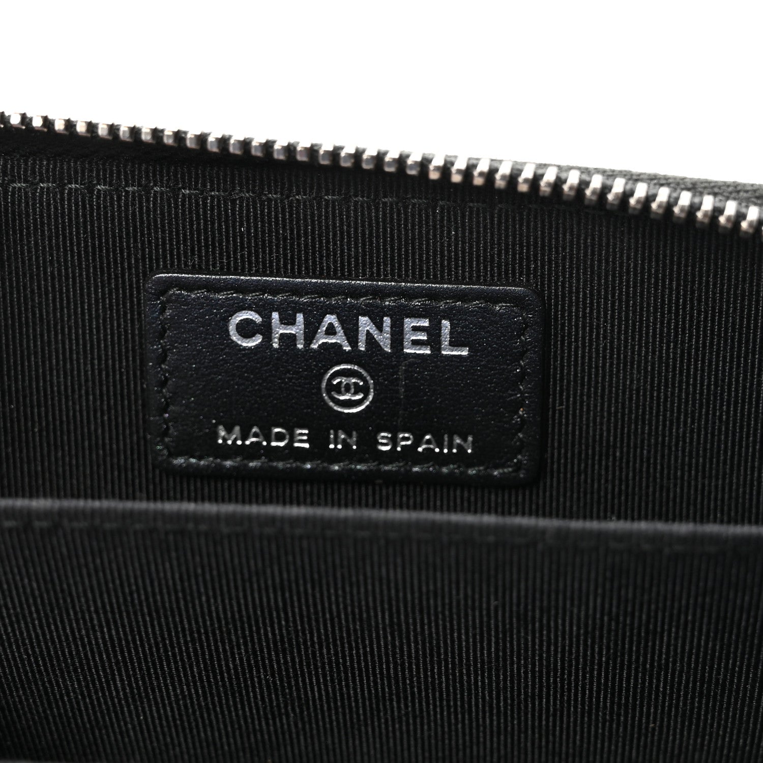 Chanel Iridescent Caviar Chevron Quilted Zip Around Coin Purse Black 6 of 7