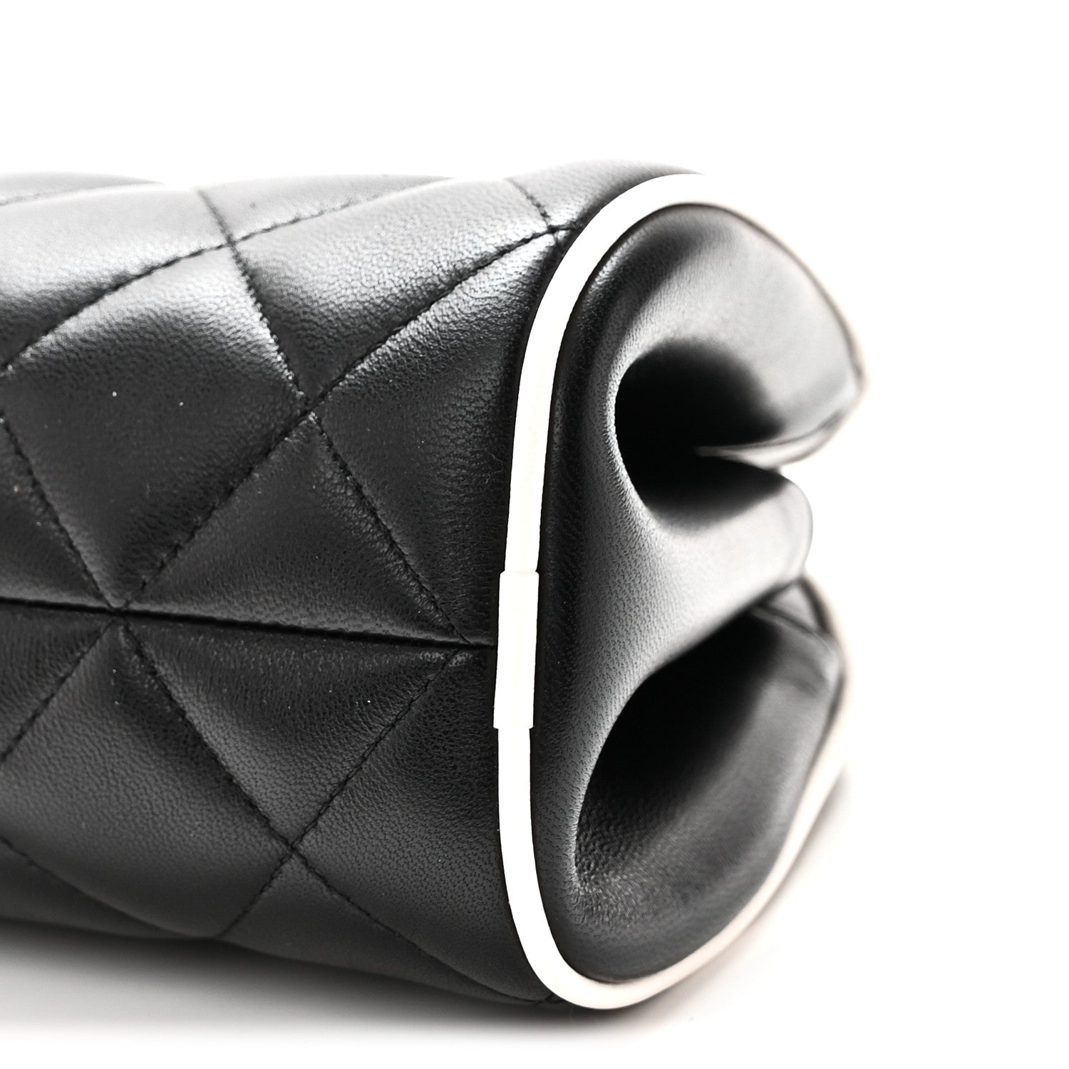 Chanel Lambskin Quilted Clutch With Chain Black White 10 of 11