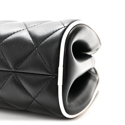 Chanel Lambskin Quilted Clutch With Chain Black White 10 of 11