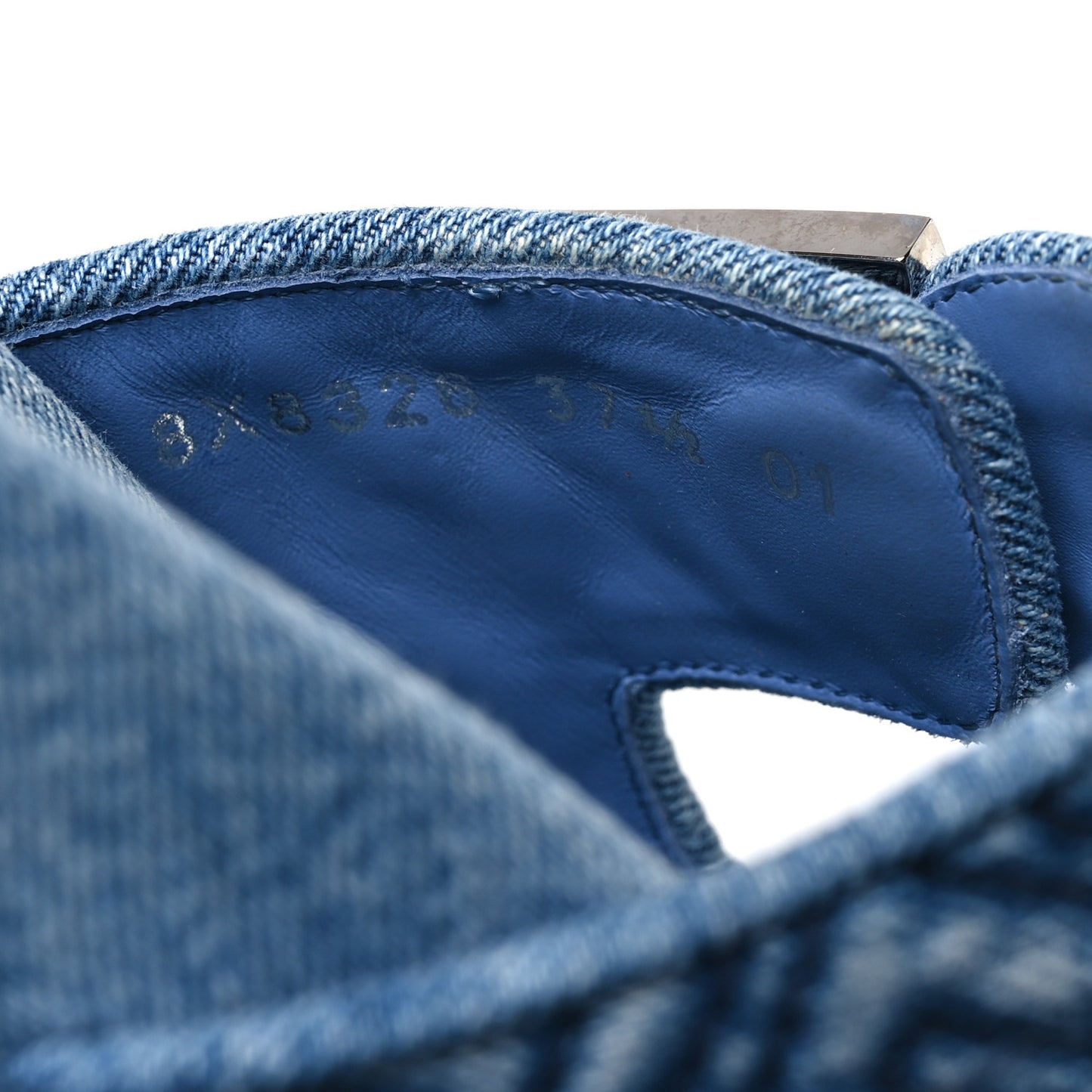 Denim FF Quilted Fendi Feel Buckled Slide Sandals 37.5 Blue