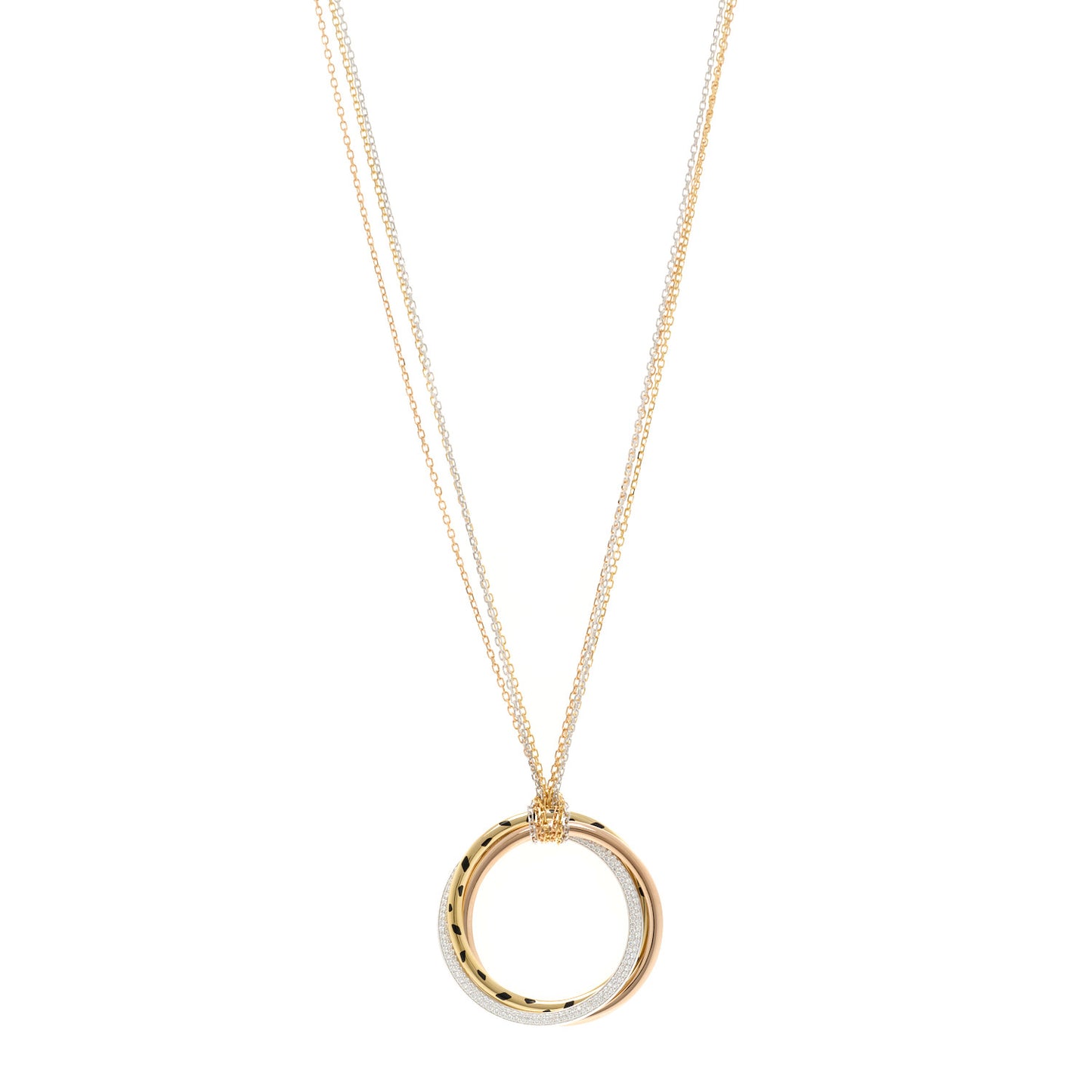 18K Pink Yellow White Gold Diamond Black Lacquer Trinity Panthere De Cartier Pendant Necklace
