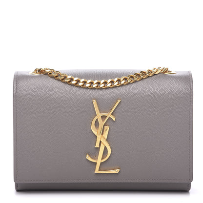 Saint Laurent Grain De Poudre Small Monogram Kate Satchel Fog 1 of 11