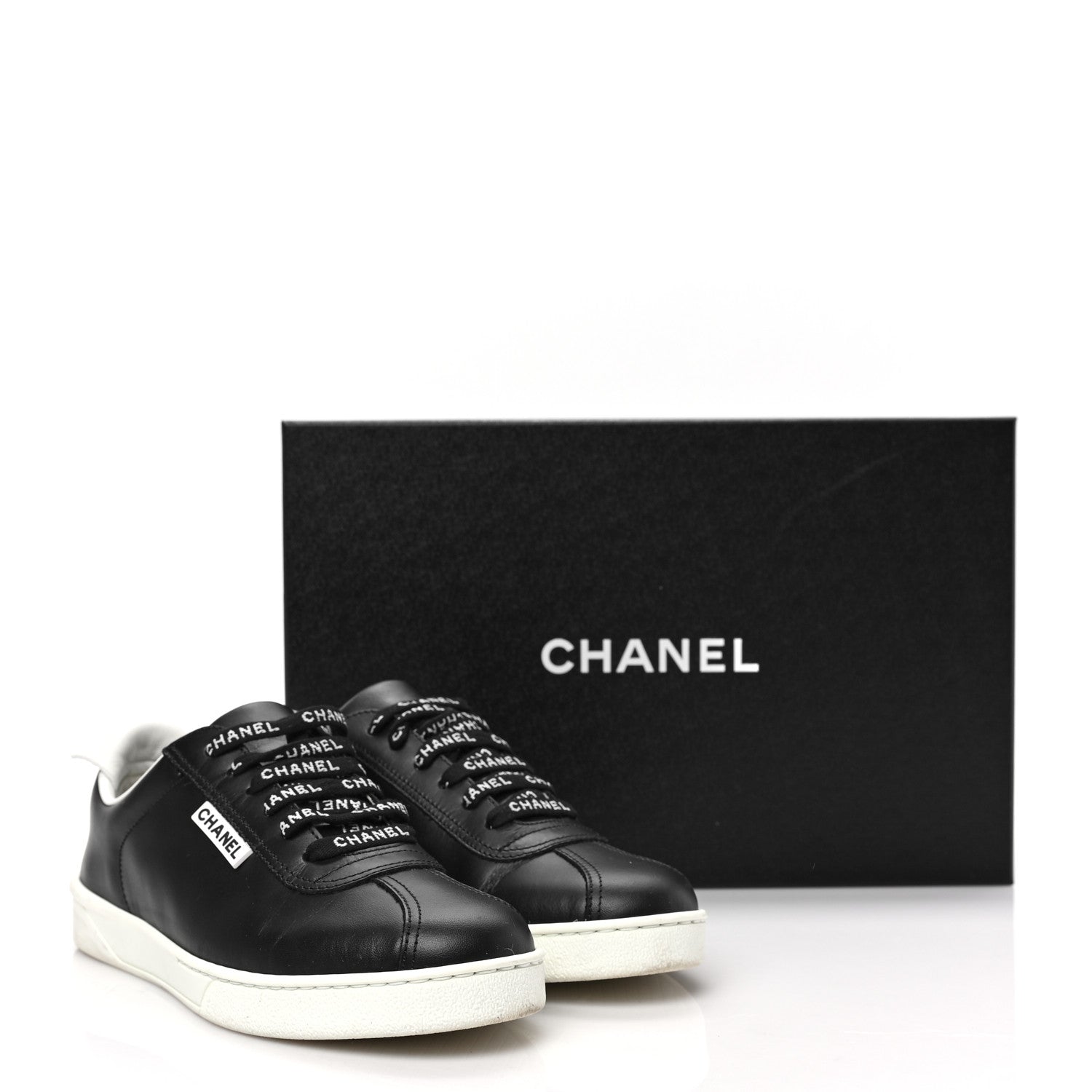 Chanel Calfskin CC Womens Sneakers 37 Black 10 of 10