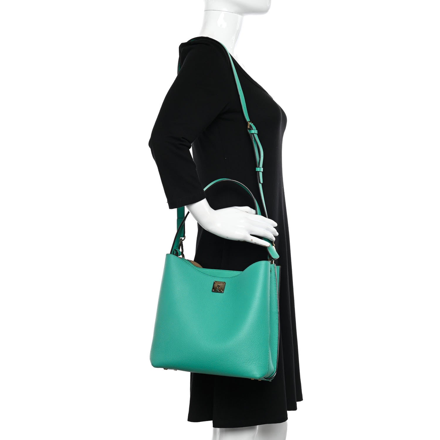 MCM Grained Calfskin Medium Milla Hobo Oasis Green 2 of 17
