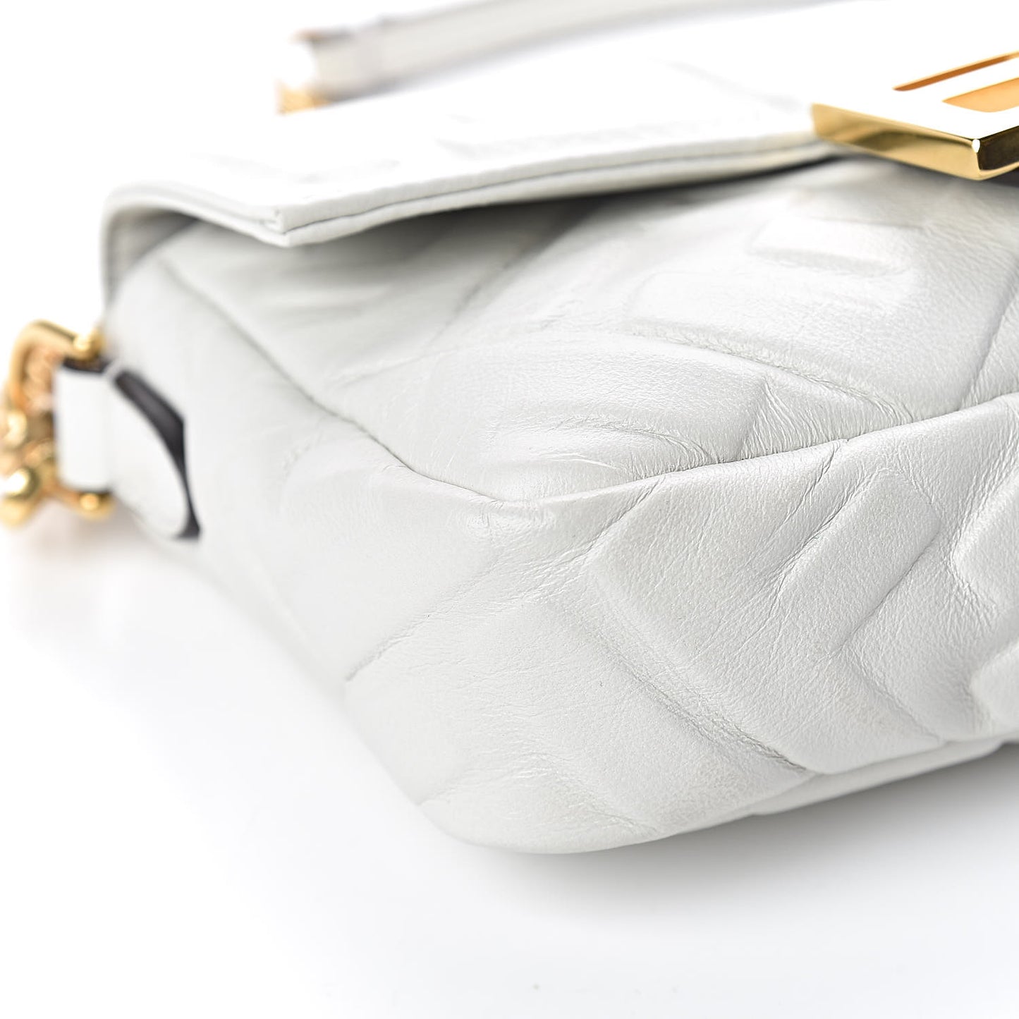 Nappa FF 1974 Embossed Mini Baguette White