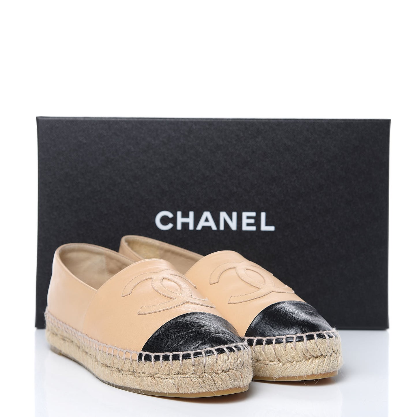 Lambskin CC Espadrilles 36 Beige Black