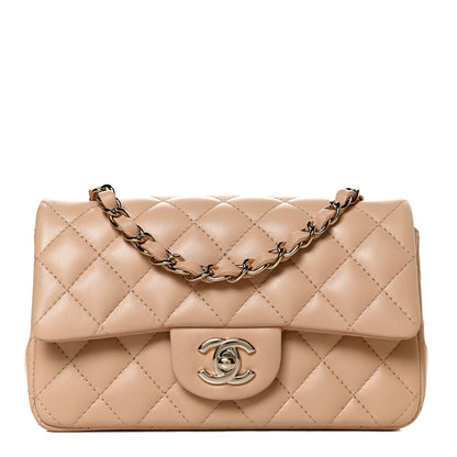 Chanel Lambskin Quilted Mini Rectangular Flap Beige 1 of 14