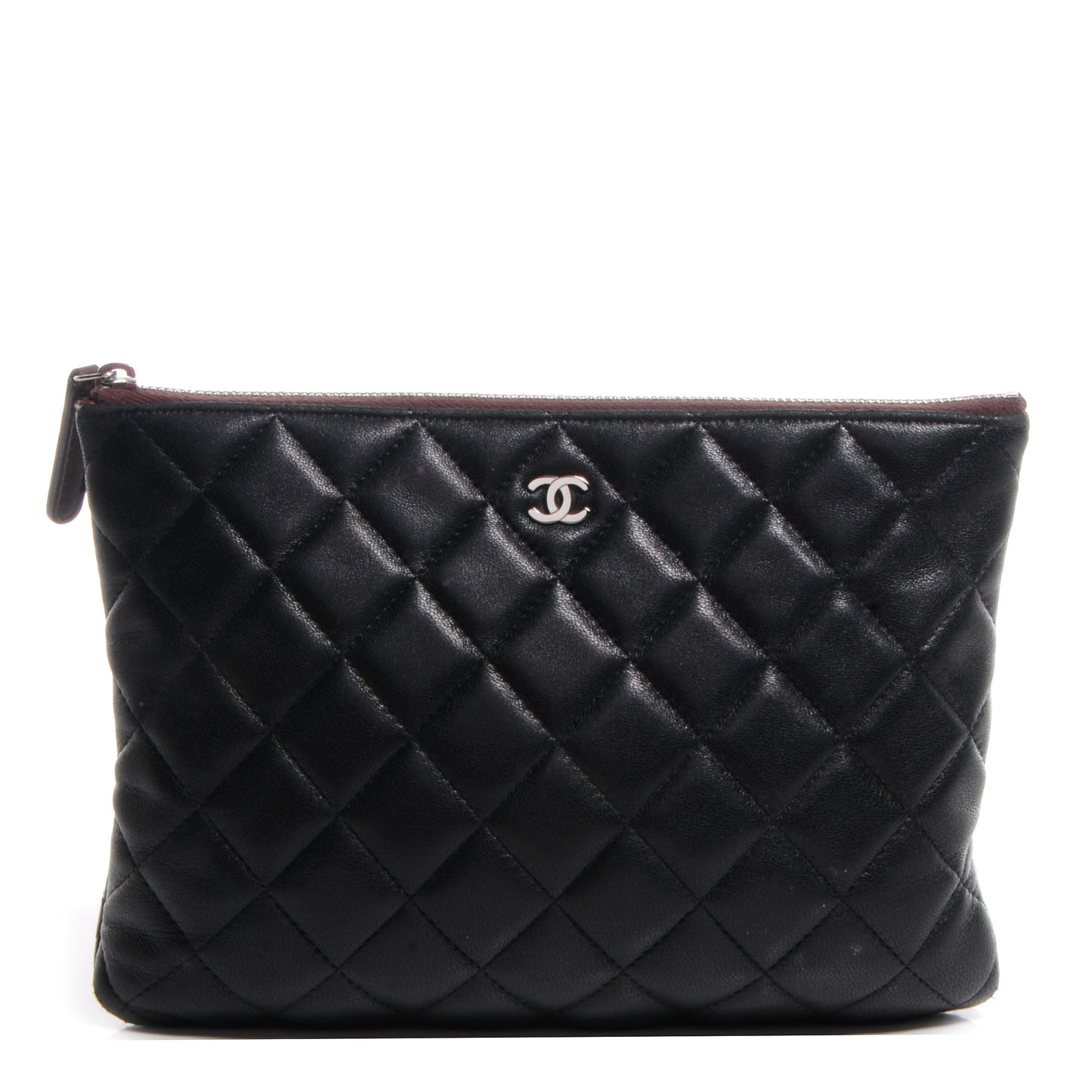 Lambskin Quilted Medium Cosmetic Case Black