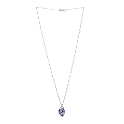 Damiani 18K White Gold Diamond Blue Sapphire Pendant Necklace 2 of 4