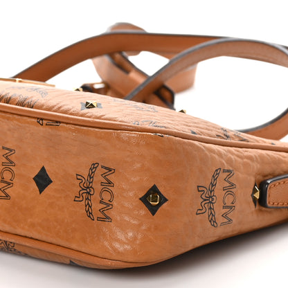 MCM Visetos Studded Small Crossbody Bag Cognac 9 of 10