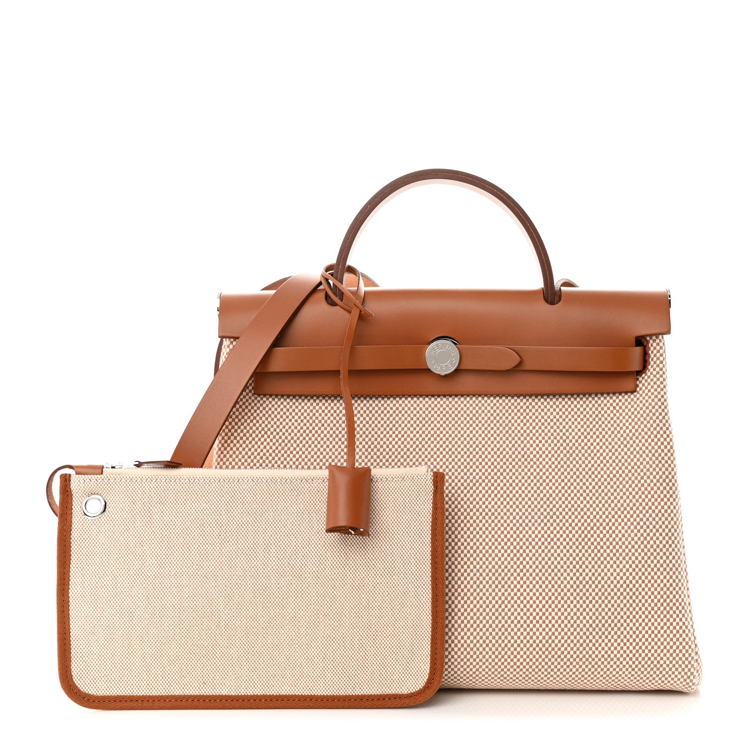 Hermes Vache Hunter Criss Viking Herbag Zip Retourne 31 PM Ecru Fauve 1 of 12