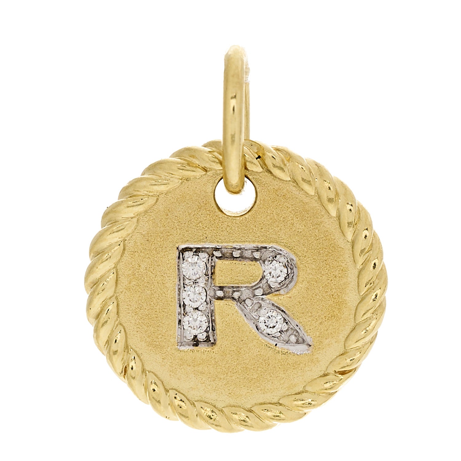 David Yurman 18K Yellow Gold Diamond Initial R Charm Pendant 1 of 4