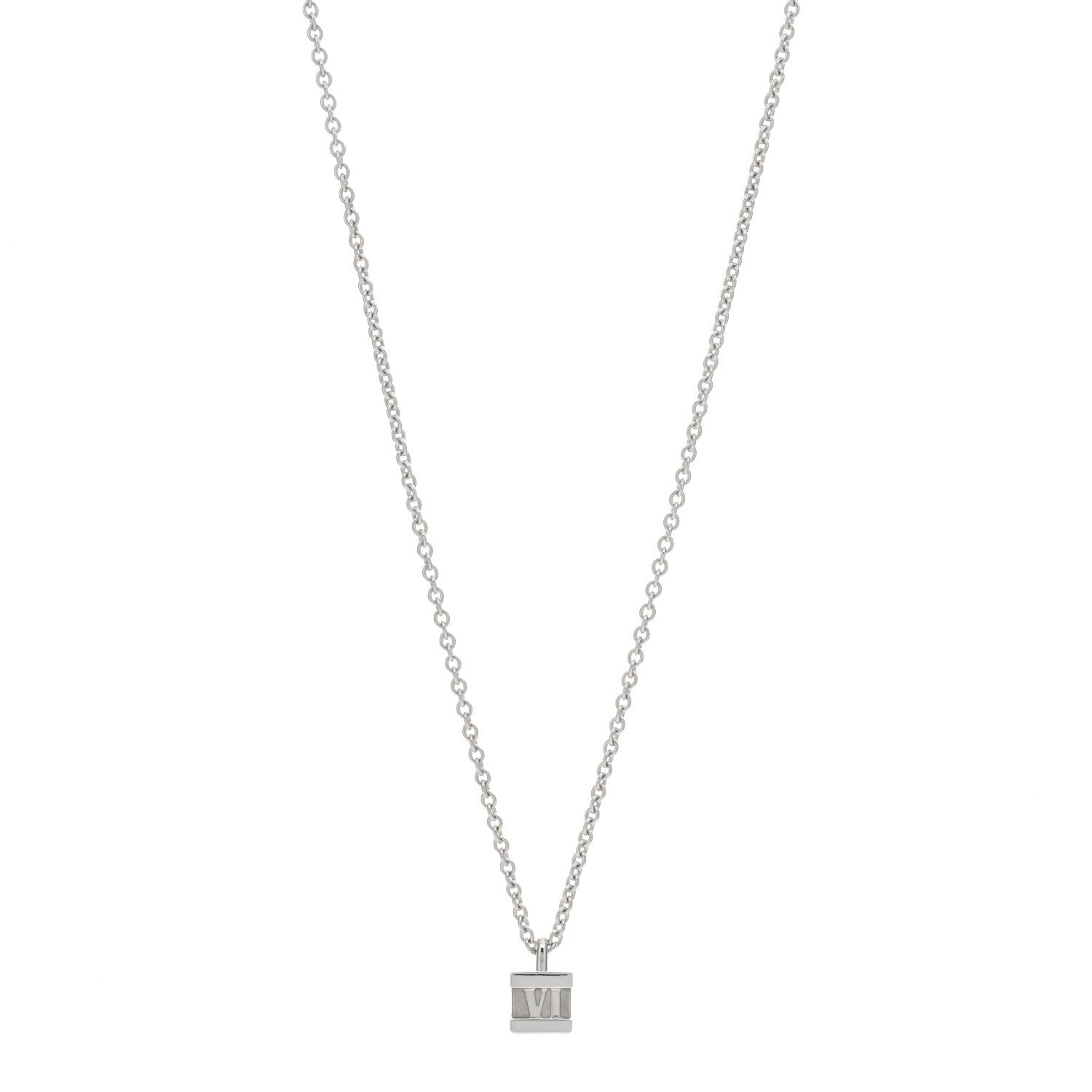 Tiffany Sterling Silver Atlas Cube Lock Pendant Necklace 1 of 3