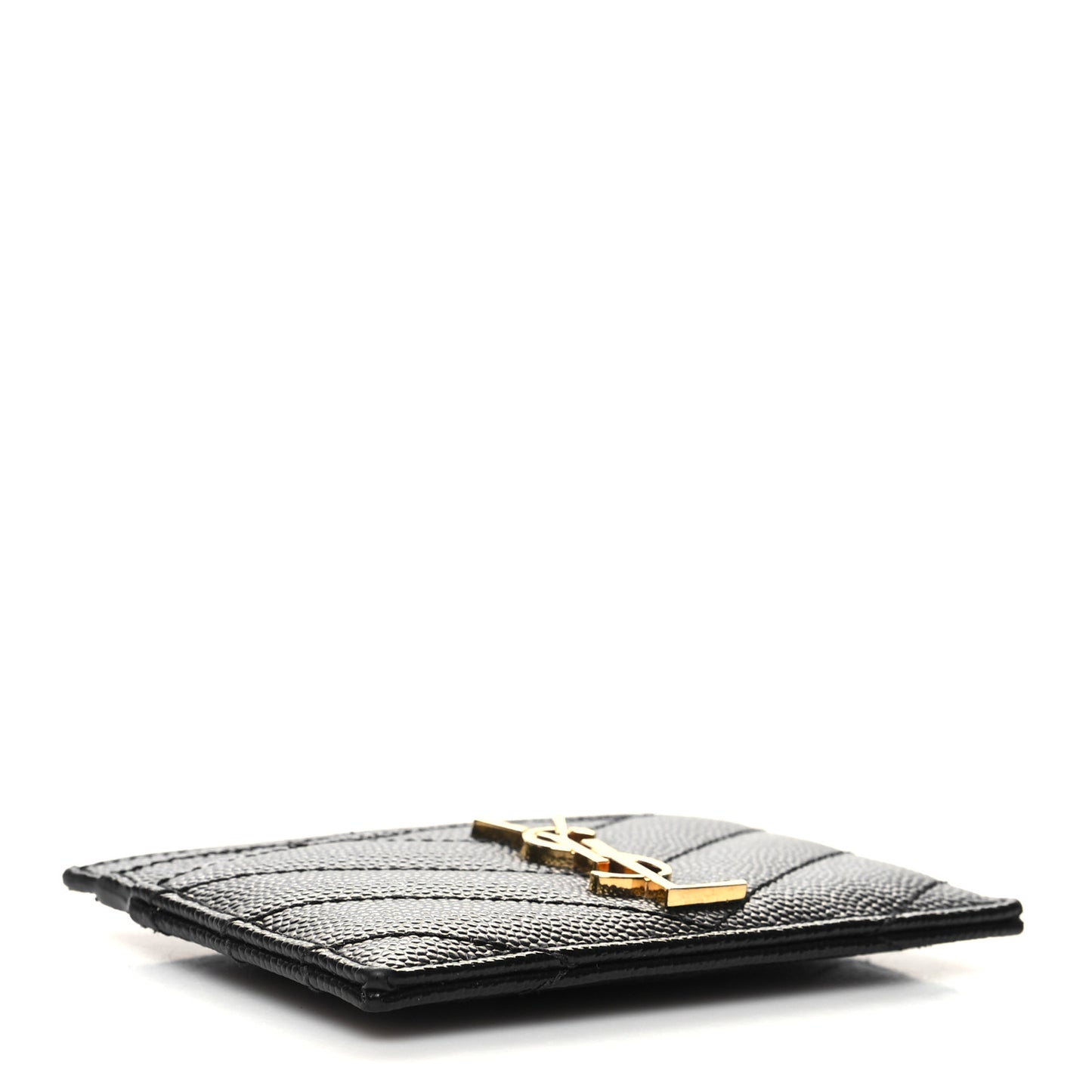 Grain De Poudre Matelasse Chevron Monogram Credit Card Case Black