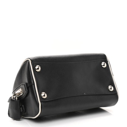 Prada Saffiano Lux Mini Convertible Bowler Black White 4 of 11