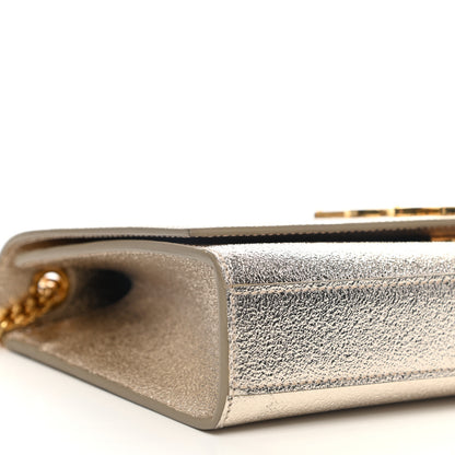Saint Laurent Metallic Calfskin Medium Classic Monogram Kate Satchel Pale Gold 7 of 8
