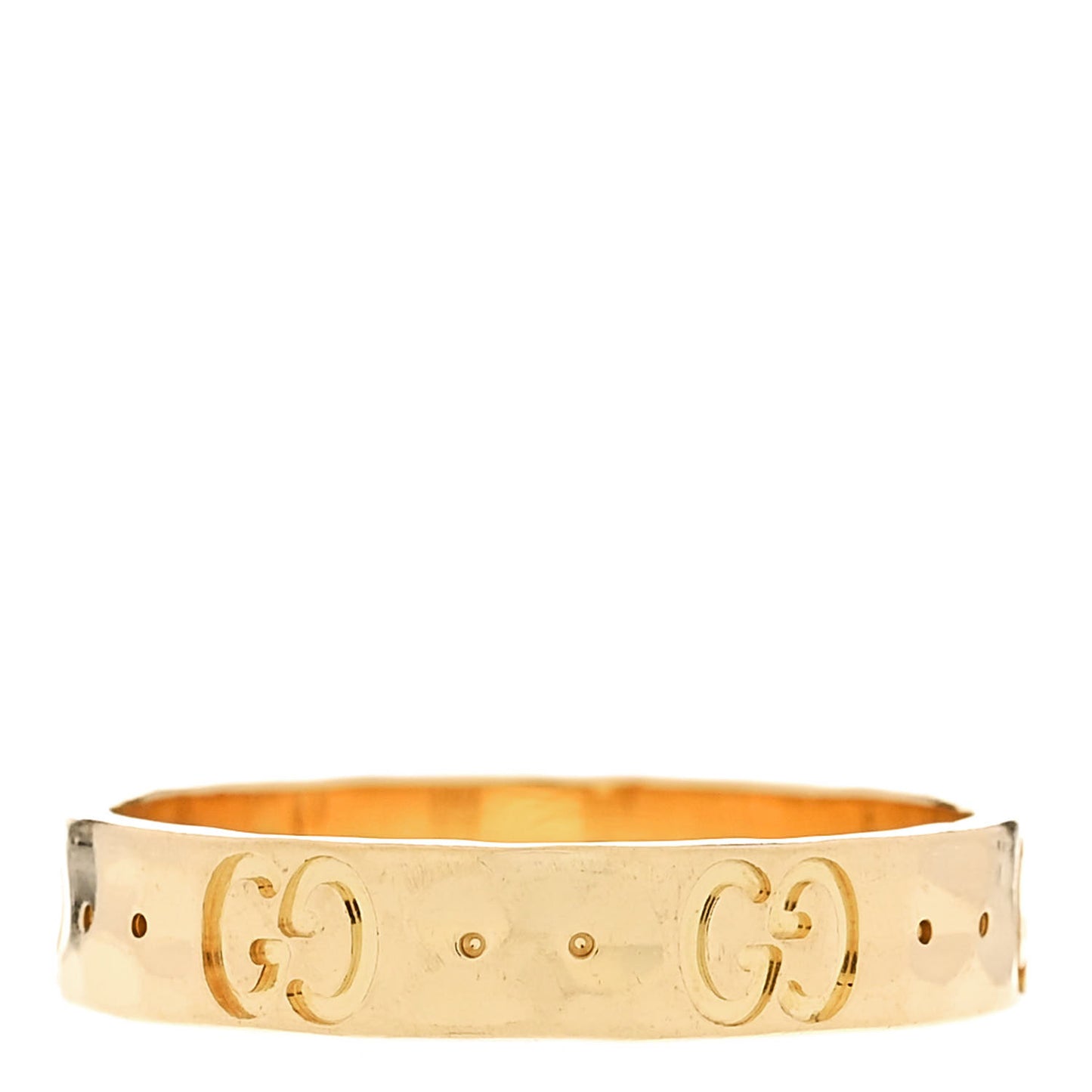 18K Yellow Gold 4mm Hammered Icon Thin Band Ring 55/7.25