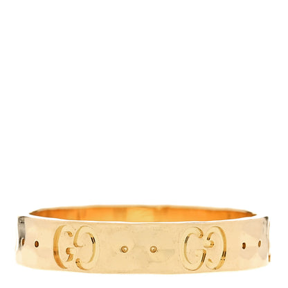 Gucci 18K Yellow Gold 4mm Hammered Icon Thin Band Ring 55/7.25 3 of 6