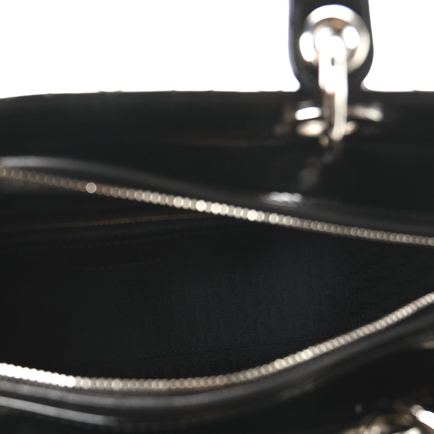 Patent Cannage Large Lady Dior Black