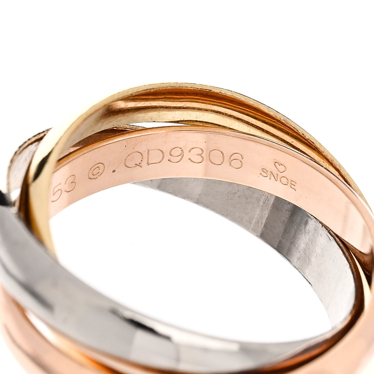 18K Pink Yellow White Gold Classic Trinity Ring 53 6.25