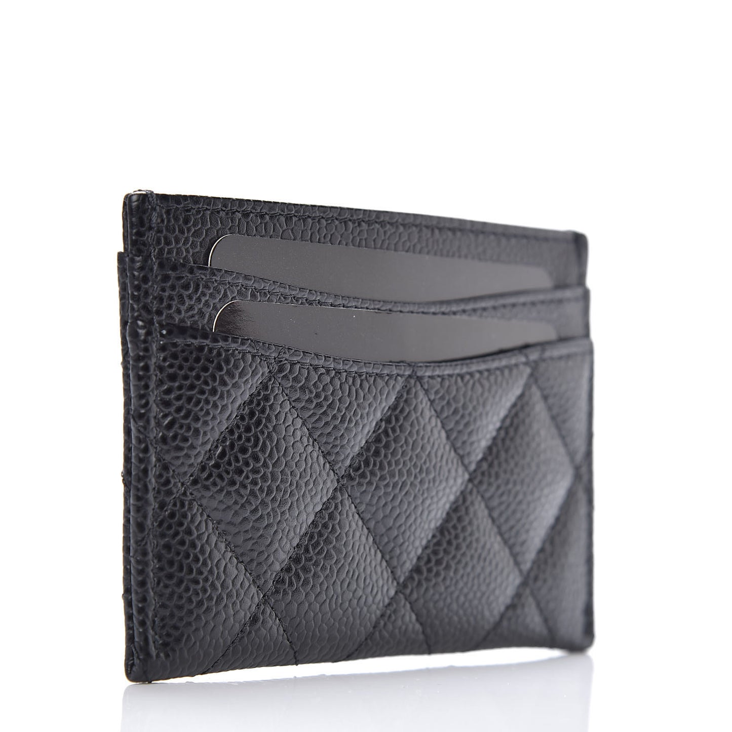 Caviar Quilted Card Holder Black