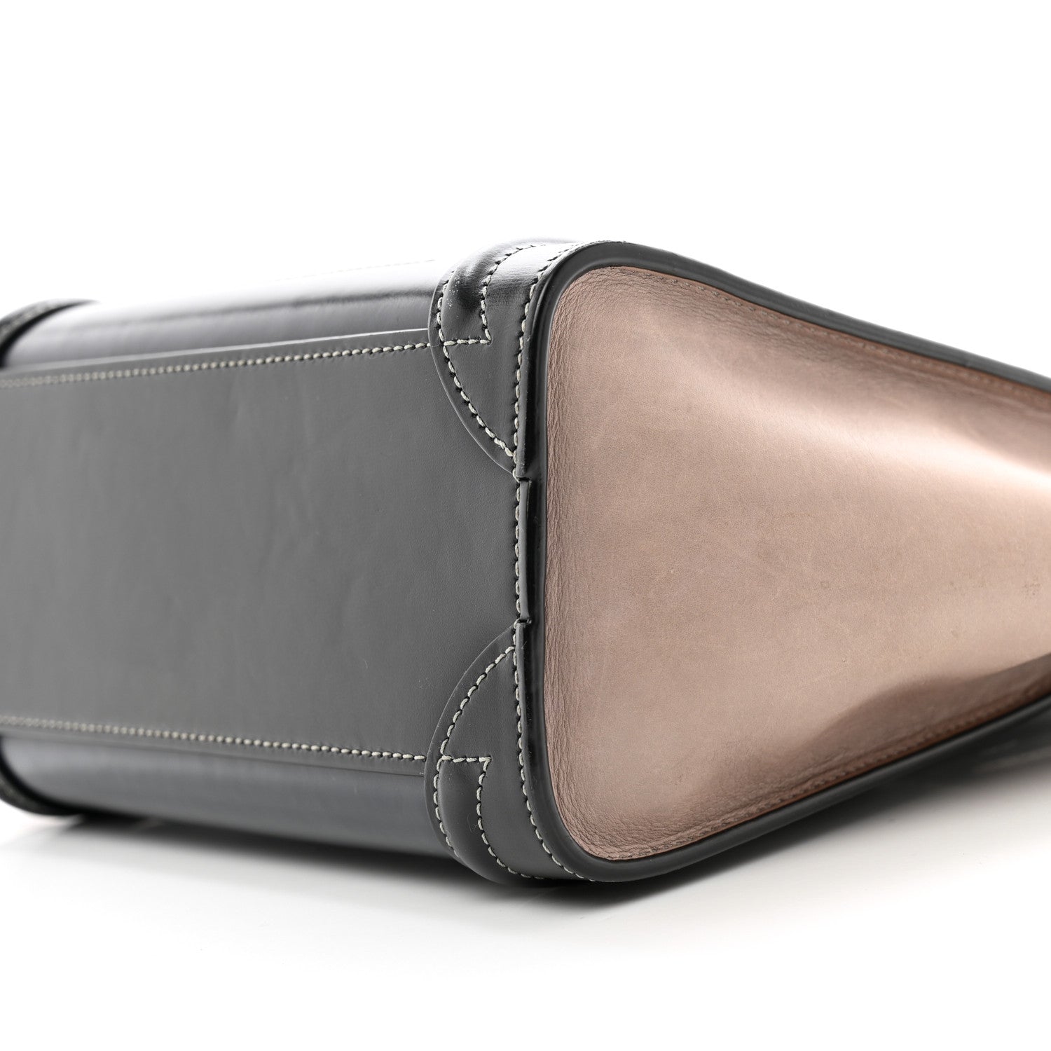 Celine Glazed Calfskin Nano Bi-Color Luggage Black Taupe 9 of 10