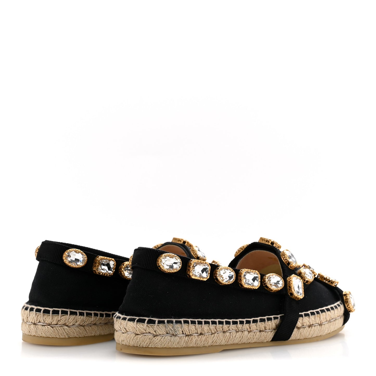Canvas Crystal Embellished Espadrilles 39 Black