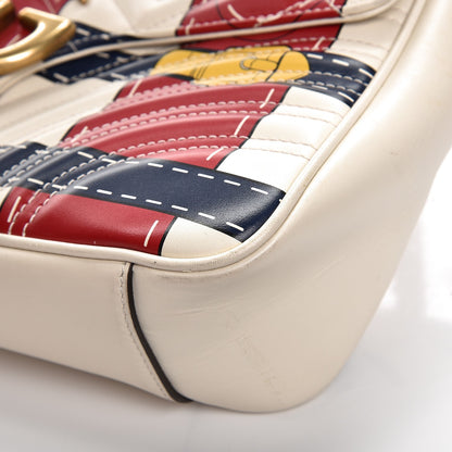 Gucci Calfskin Matelasse Trompe L'Oeil Print Medium GG Marmont Shoulder Bag Mystic White Hibiscus Red Marine Giallo 9 of 12