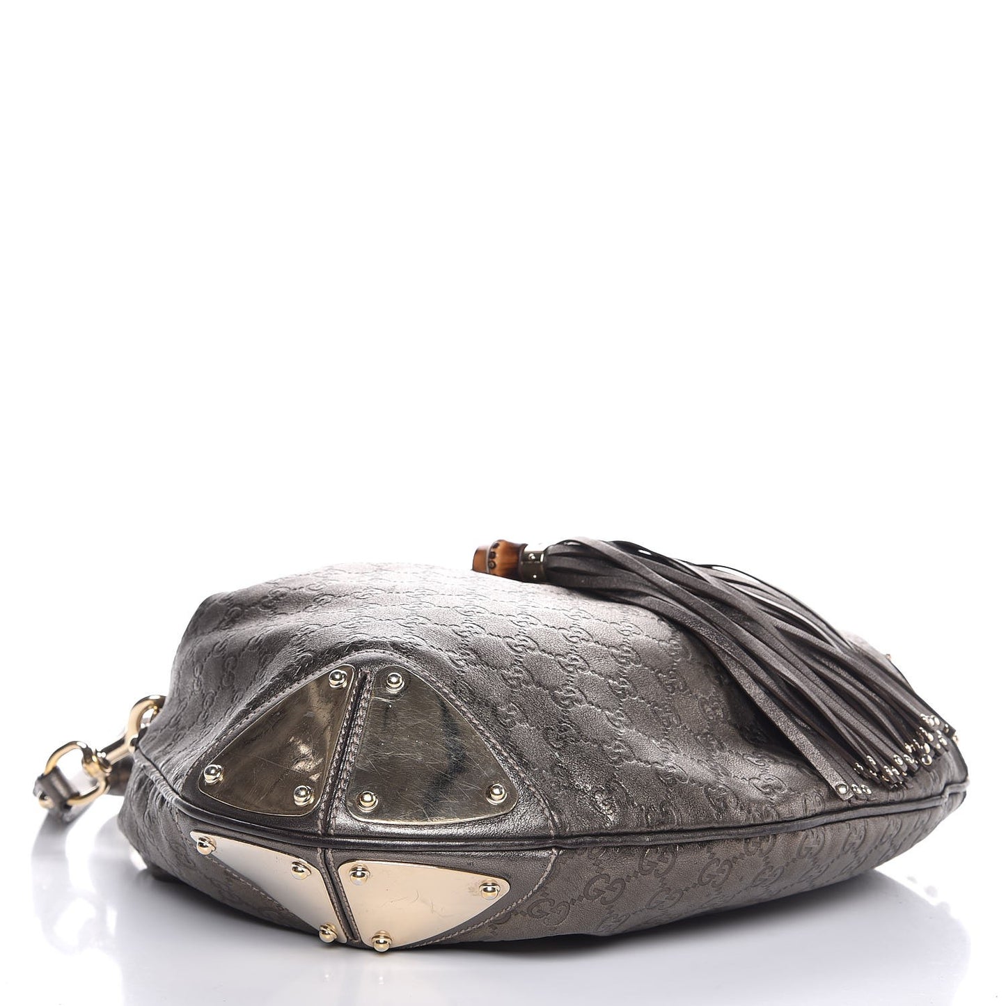 Metallic Guccissima Large Indy Top Handle Hobo Pewter