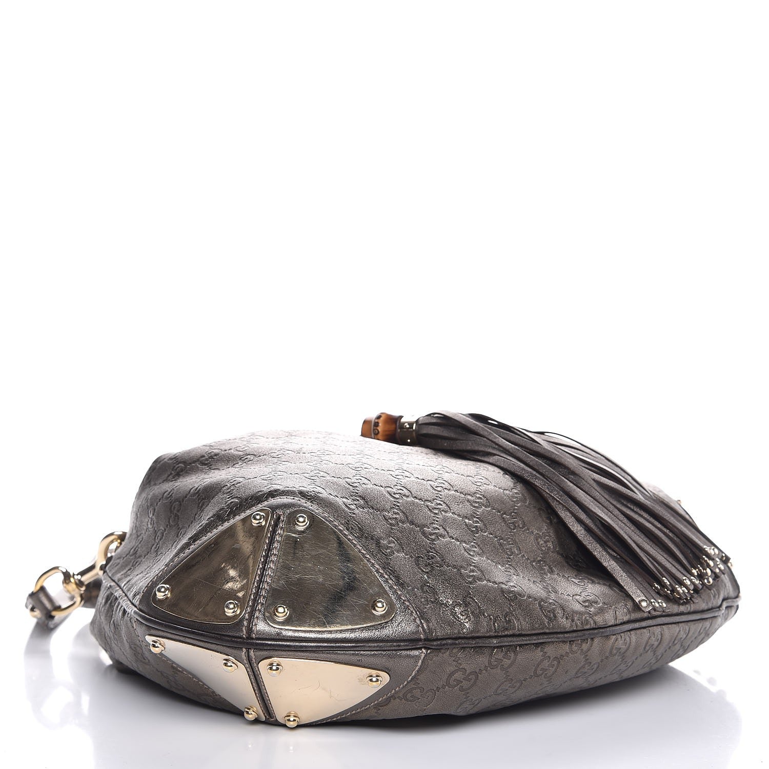 Gucci Metallic Guccissima Large Indy Top Handle Hobo Pewter 5 of 8