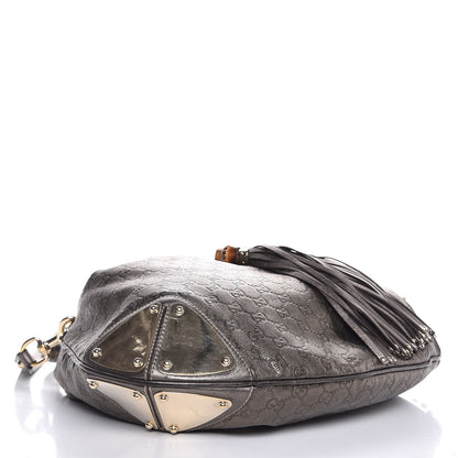 Gucci Metallic Guccissima Large Indy Top Handle Hobo Pewter 5 of 8