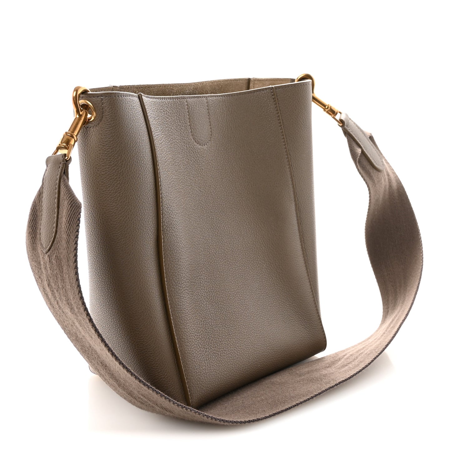 Soft Grained Calfskin Small Sangle Bucket Bag Taupe