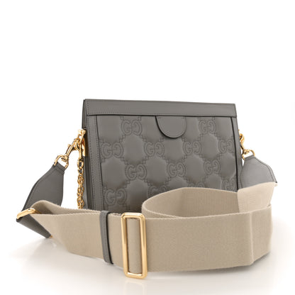 Gucci Calfskin GG Matelasse Small Slim Chain Shoulder Bag Dusty Grey Natural 3 of 10