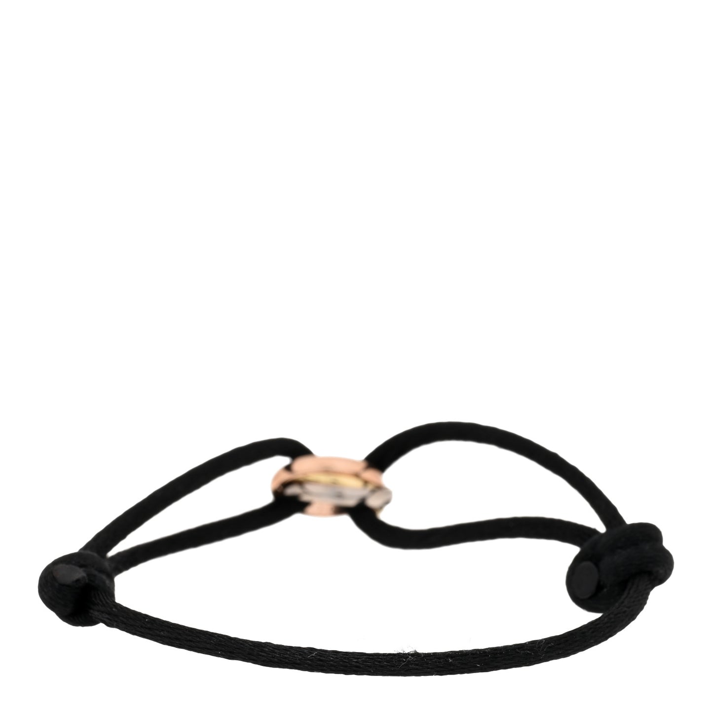 18K Pink Yellow White Gold Trinity Adjustable Cord Bracelet Black