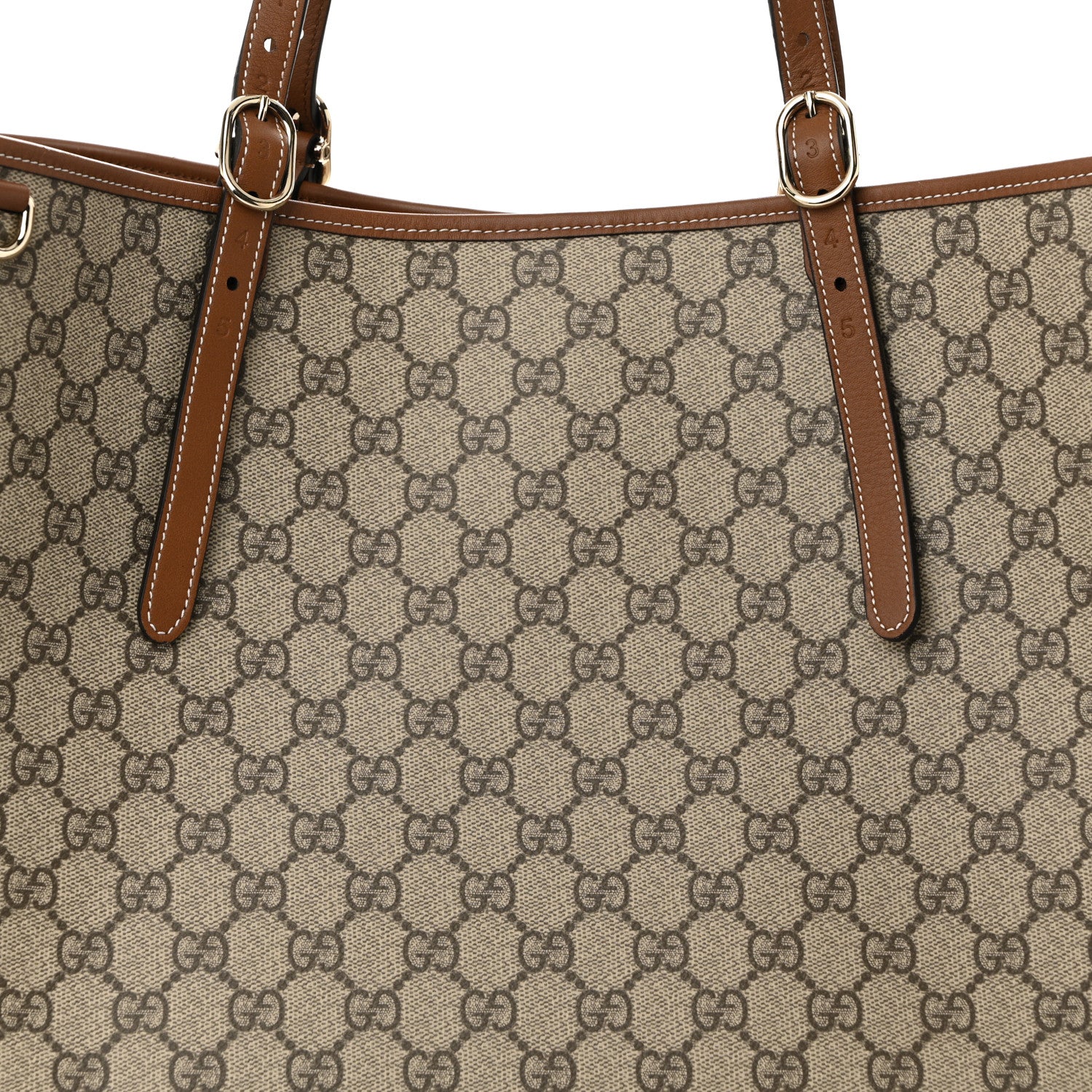 Gucci GG Supreme Monogram Emblem Maxi Tote Bag Beige Dark Brown 8 of 10